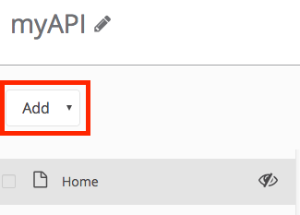 Content addition menu with options for Pages, API Reference, and API Notebook