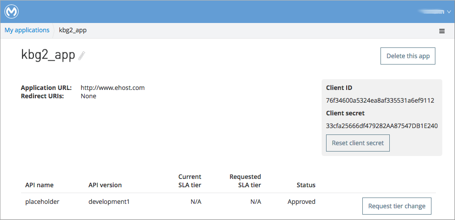 My Applications page showing list of approved applications with management controls